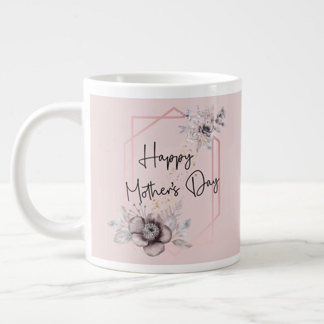 Mors dag Personlig bild Rosa blommor  Jumbo Mugg (Vänster)