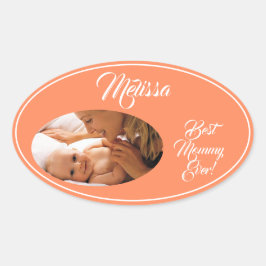 Mors dag Personlig ditt foto. Ovalt Klistermärke