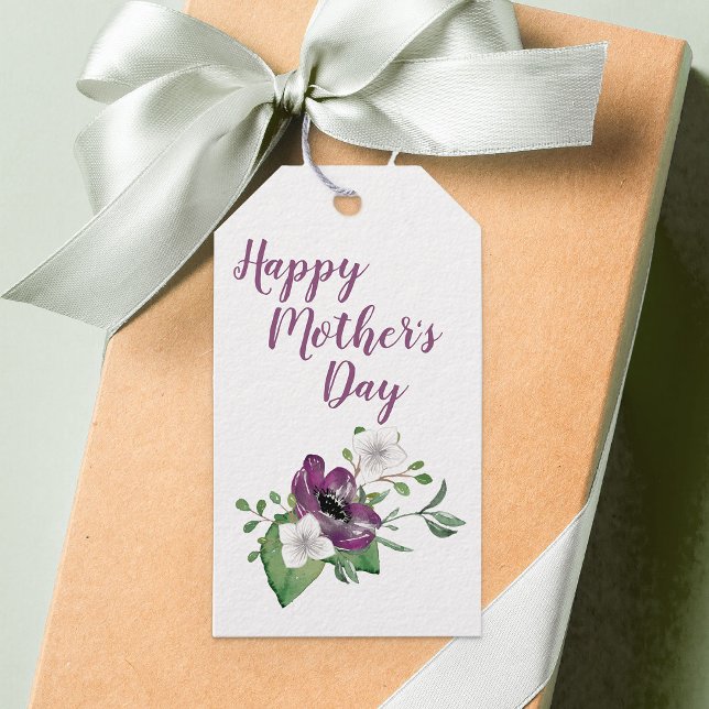 Mors dag - Personlig med Blommigt Spray Presentetikett (Mother's Day Gift Tags)