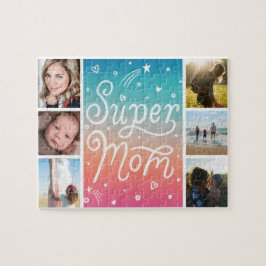 Mors dag Photo Collage Toppen Mamma Lettering Pussel