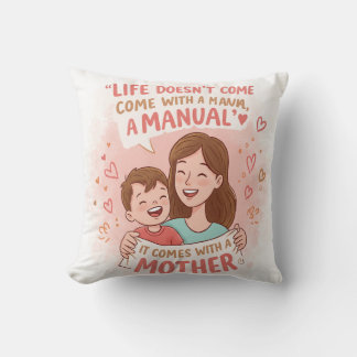 Mors dag Pillow: "No Manual, Just Mamma Kärlek" Kudde