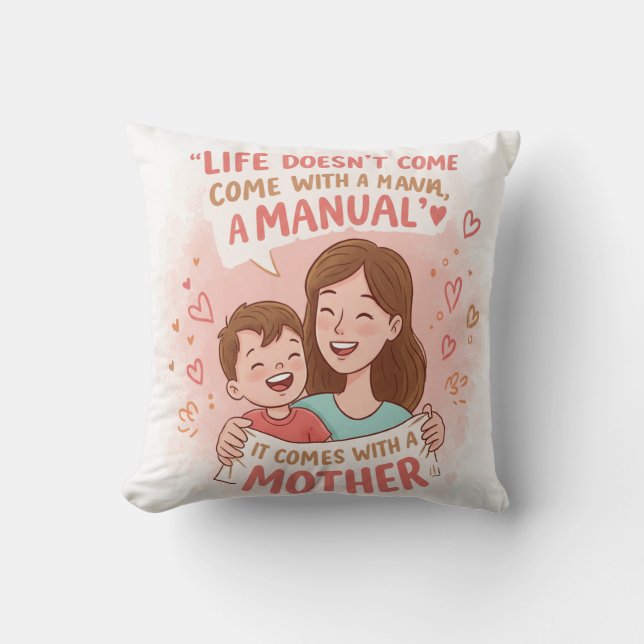 Mors dag Pillow: "No Manual, Just Mamma Kärlek" Kudde (Framsida)