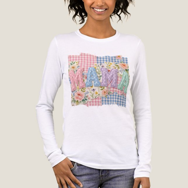 Mors dag-present. Lappteknik T Shirt (Framsida)