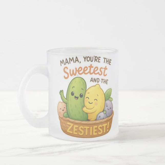 Mors dag-present till mamma Rolig söt mamma Frostad Glasmugg (Vänster)