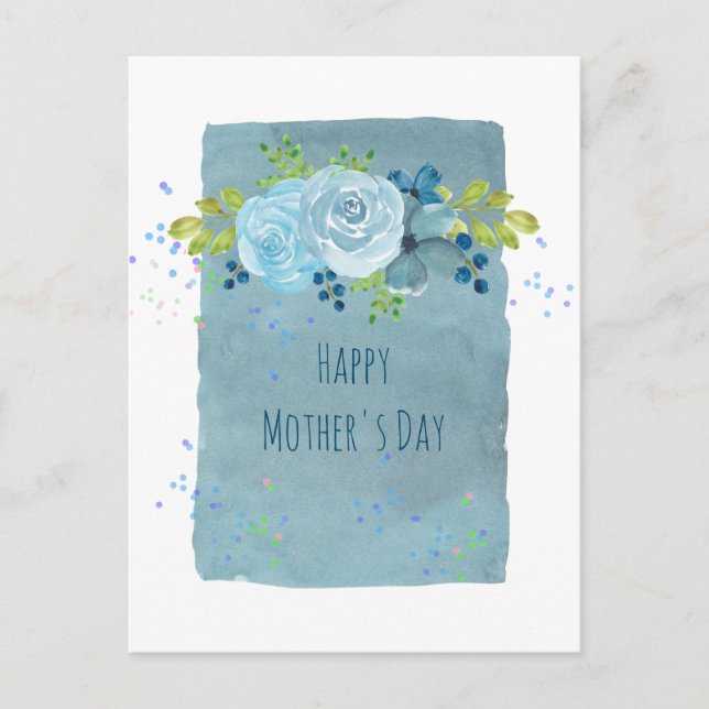 Mors dag-presenter Moderna dammiga blå blommor Anp Vykort (Framsida)