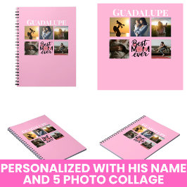 Mors dag presenterar fotokollage och monogrammed anteckningsbok