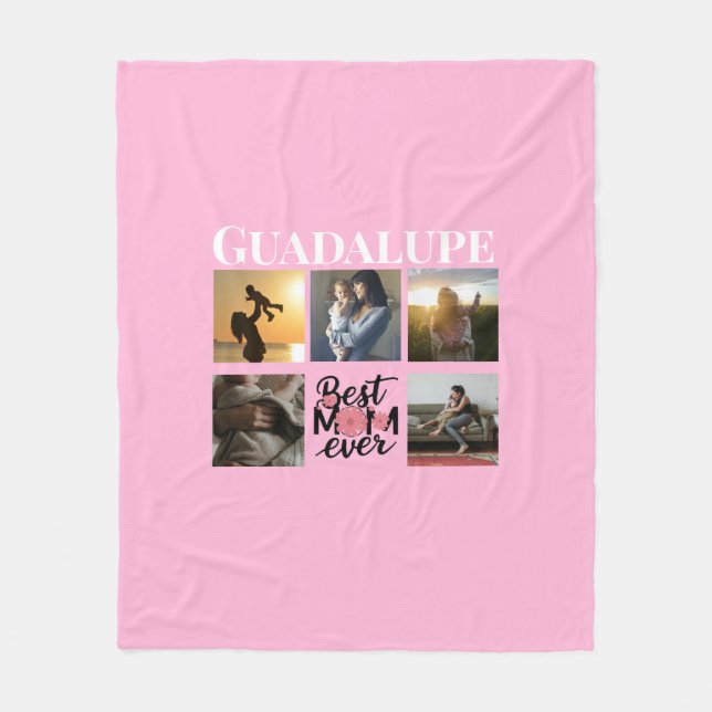 Mors dag presenterar monogrammed fotokollage fleecefilt (Framsidan)