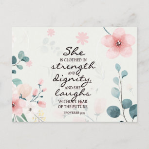 Mors dag Proverbs 31 Bible Verse Rosa Blommigt Vykort