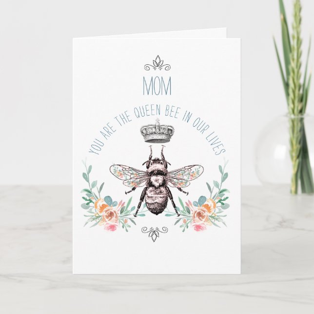 Mors dag Queen Bee Hälsning Kort (Framsida)