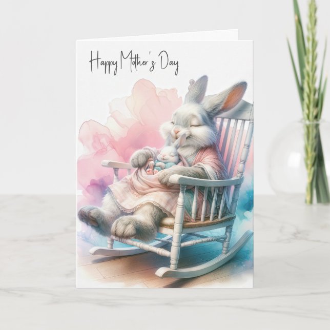Mors dag Rabbit och Baby Bunny Kort (Framsida)