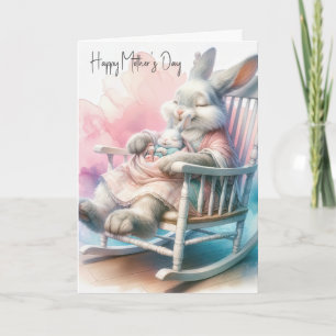 Mors dag Rabbit och Baby Bunny Kort