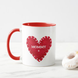 Mors dag Red Felt Heart Red Handlig Mugg