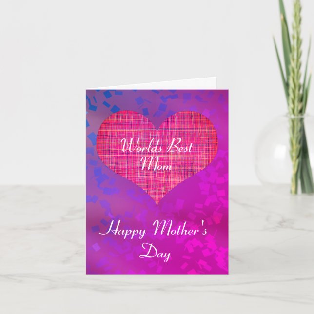Mors dag Red Heart-mappat gratulationskort Kort (Framsida)