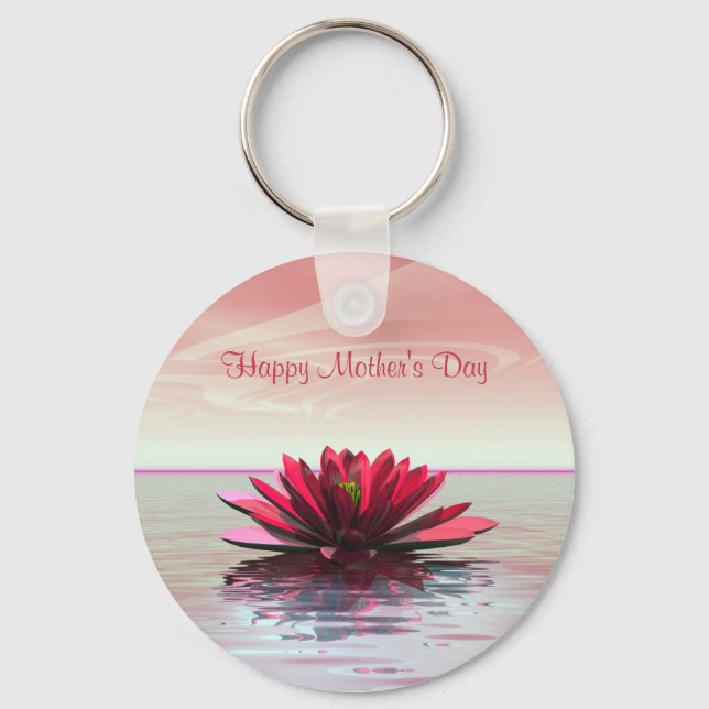 Mors dag Red Vatten Lily Nyckelring (Framsida)
