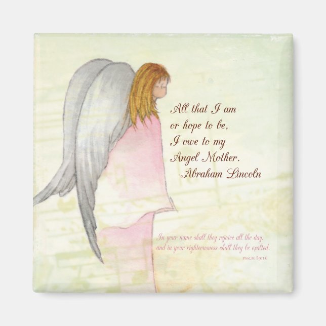 Mors dag Religiösa Angel, Square Gift Magnet (Framsidan)