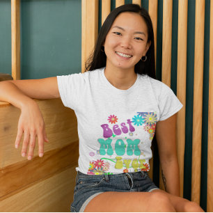 Mors dag Retro Groovy Blommigt Best Morsa någonsin T Shirt
