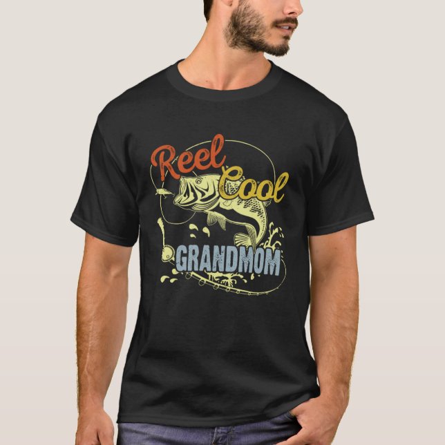 Mors dag Retro Reel Cool Mormor Fiske T Shirt (Framsida)