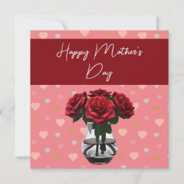 Mors dag ro bouquet blommigt elegant röd tack kort