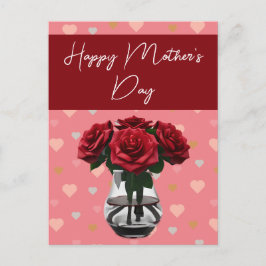 Mors dag ro bouquet blommigt elegant röd vykort