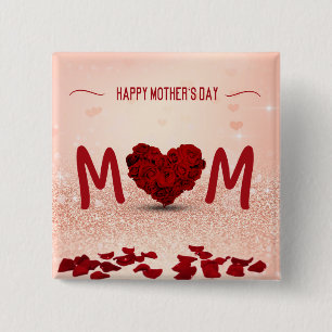 Mors dag Ro Heart Bouquet - Button Knapp