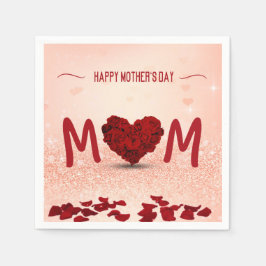 Mors dag Ro Heart Bouquet - Pappersservett