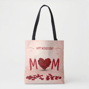 Mors dag Ro Heart Bouquet - Tote Bag Tygkasse