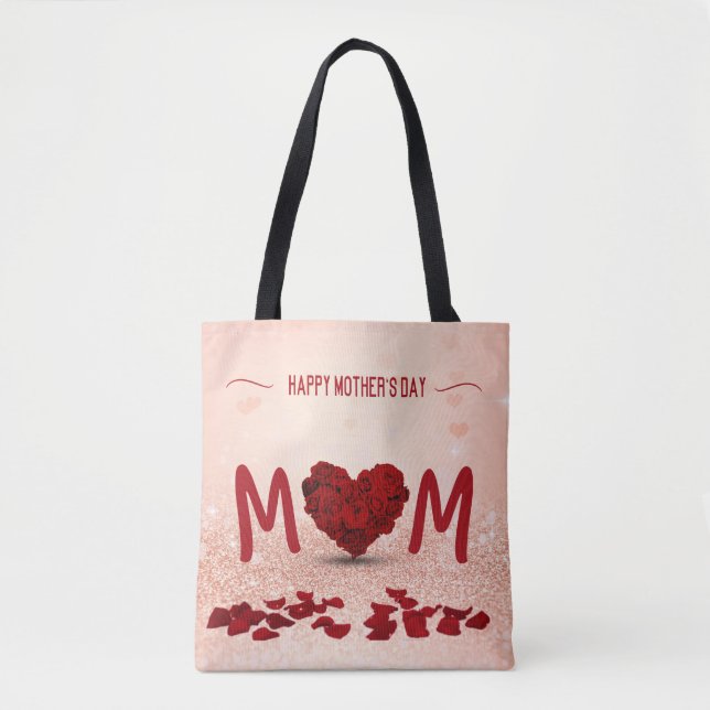 Mors dag Ro Heart Bouquet - Tote Bag Tygkasse (Framsida)