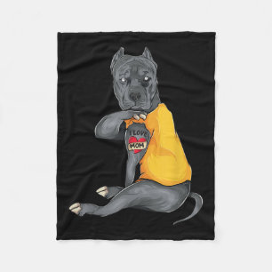 Mors dag Rolig hund Pitbull i Kärlek Mamma Tattoo Fleecefilt