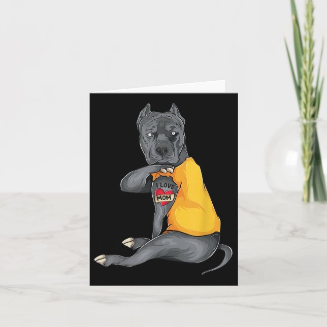 Mors dag Rolig hund Pitbull i Kärlek Mamma Tattoo  Kort (Framsida)