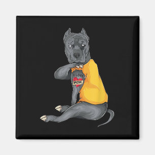 Mors dag Rolig hund Pitbull i Kärlek Mamma Tattoo Magnet
