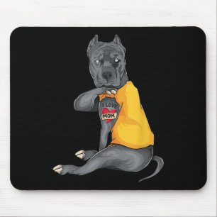 Mors dag Rolig hund Pitbull i Kärlek Mamma Tattoo Musmatta
