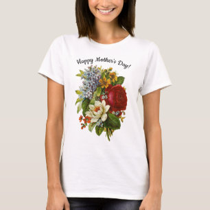 Mors dag Romantic Summer Bouquet w Röd ros T Shirt