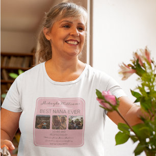 mors dag Rosa Best Nana någonsin tre foto  T Shirt