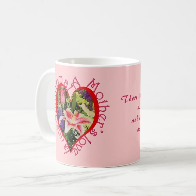 Mors dag Rosa Blommigt Kärlek Ovillkorlig Dikt Kaffemugg (Framsida vänster)