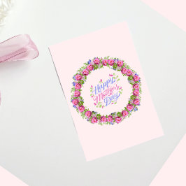 Mors dag Rosa Blommigt Utandning Julkort