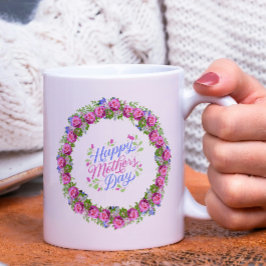 Mors dag Rosa Blommigt Utandning Kaffemugg