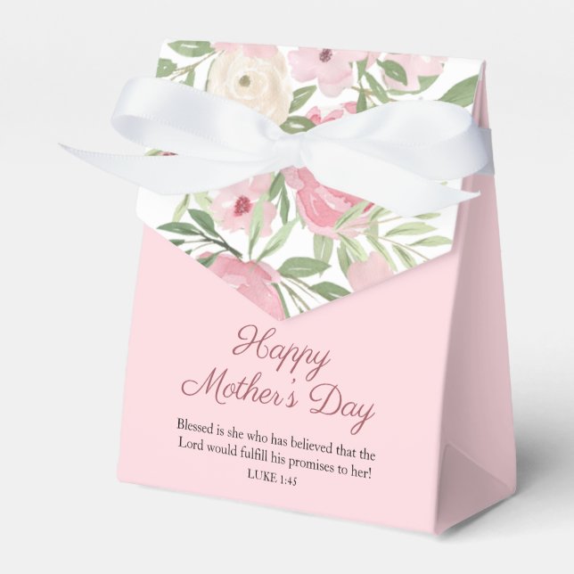 Mors dag rosa blomster vattenfärg presentaskar (Framsidan Sidan)