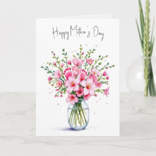 Mors dag Rosa blomsterBouquet med Baby fötter Kort