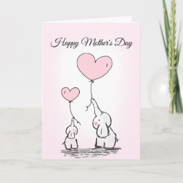 Mors dag Rosa Elephants Blegon-hjärtkort Kort
