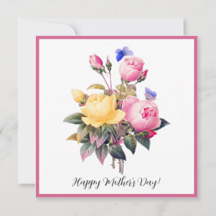 Mors dag Rosa Gul ros Lila Butterfly Julkort