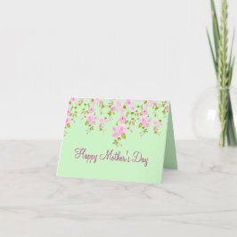 Mors dag Rosa körsbärsblom & Mintgrön Helgkort