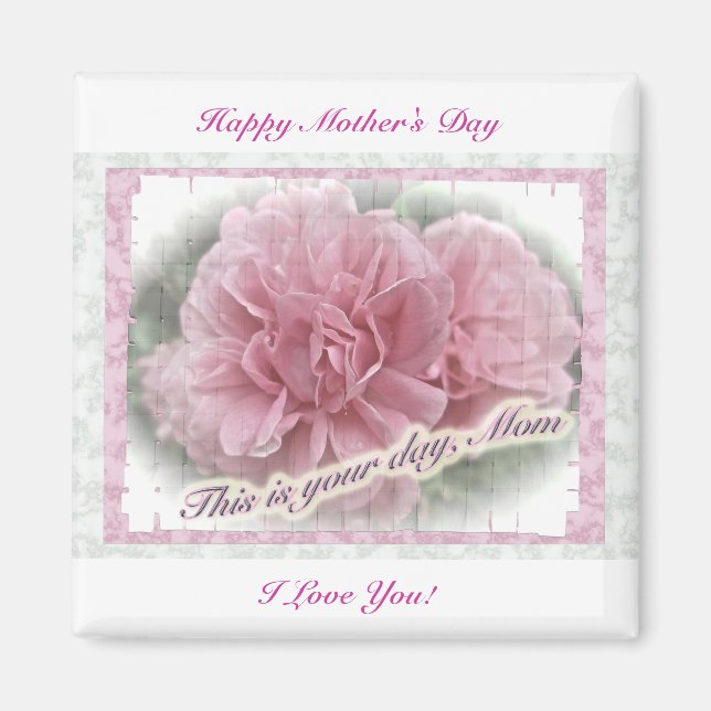 Mors dag Rosa Ro Blommar vid klimatet Magnet (Framsidan)