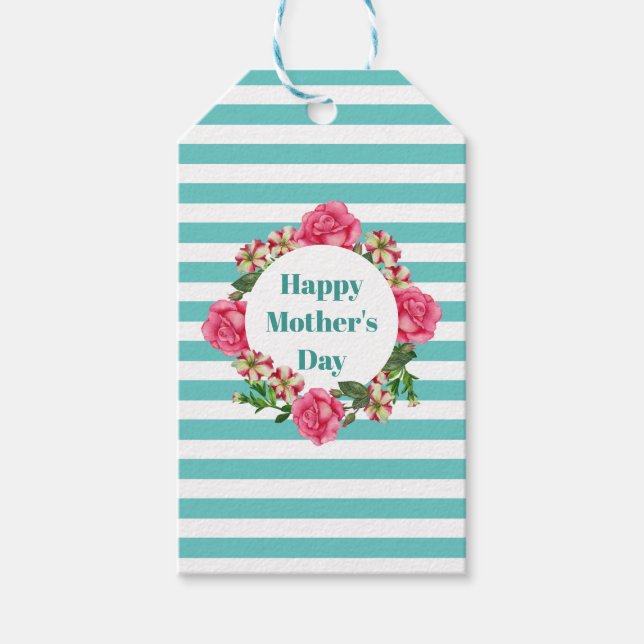 Mors dag Rosa ros Red White Petunia Presentetikett (Framsidan)