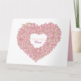 Mors dag rosa tulip bouquet bläck art kort