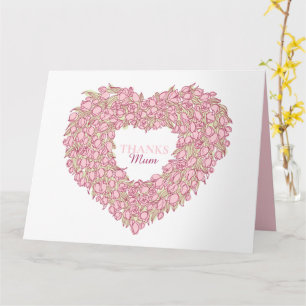 Mors dag rosa tulip bouquet bläck art kort