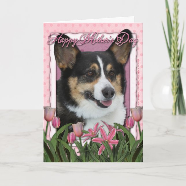 Mors dag - Rosa Tulips - Corgi Kort (Framsida)