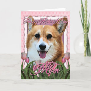 Mors dag - Rosa Tulips - Corgi - Owen Kort