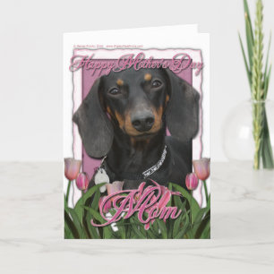 Mors dag - Rosa Tulips - Dachshund - Winston Kort