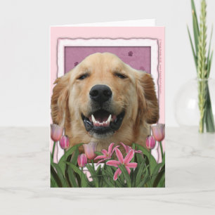 Mors dag - Rosa Tulips - Golden Retriever Kort