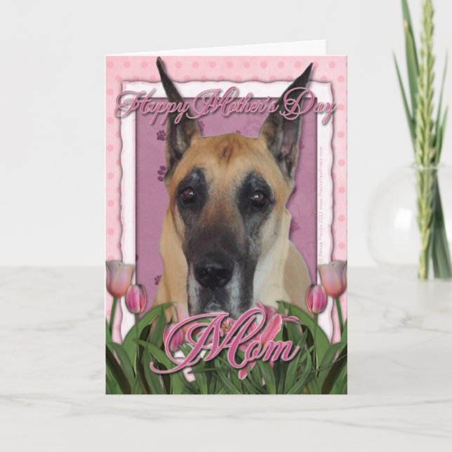 Mors dag - Rosa Tulips - Great dane Kort (Framsida)